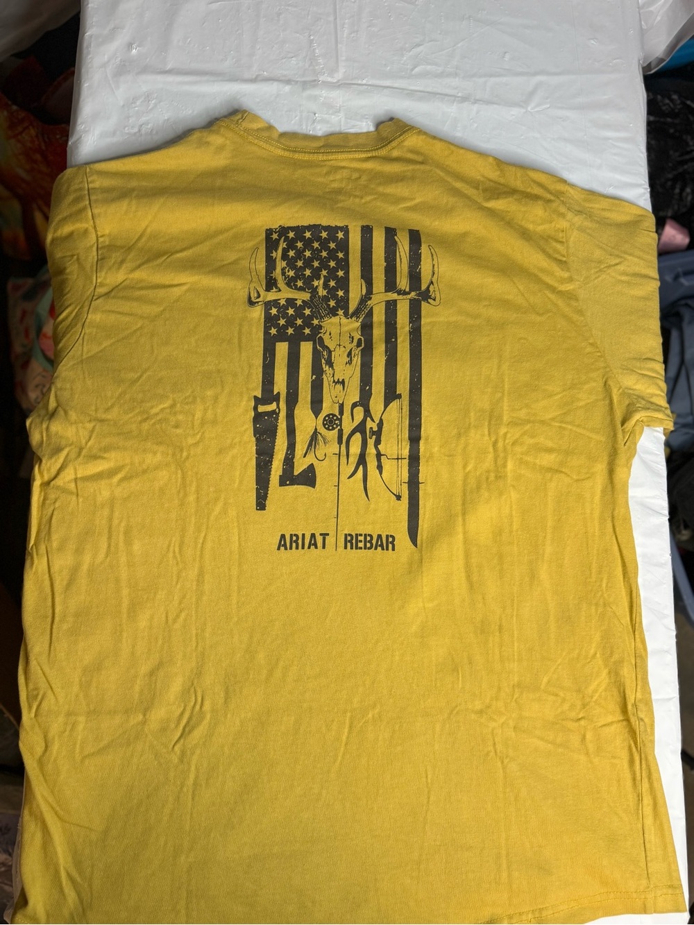 Ariat Rebar Long Sleeve Pocket T Shirt Mens XL Yellow Workwear Graphic Tee - Picture 3 of 6